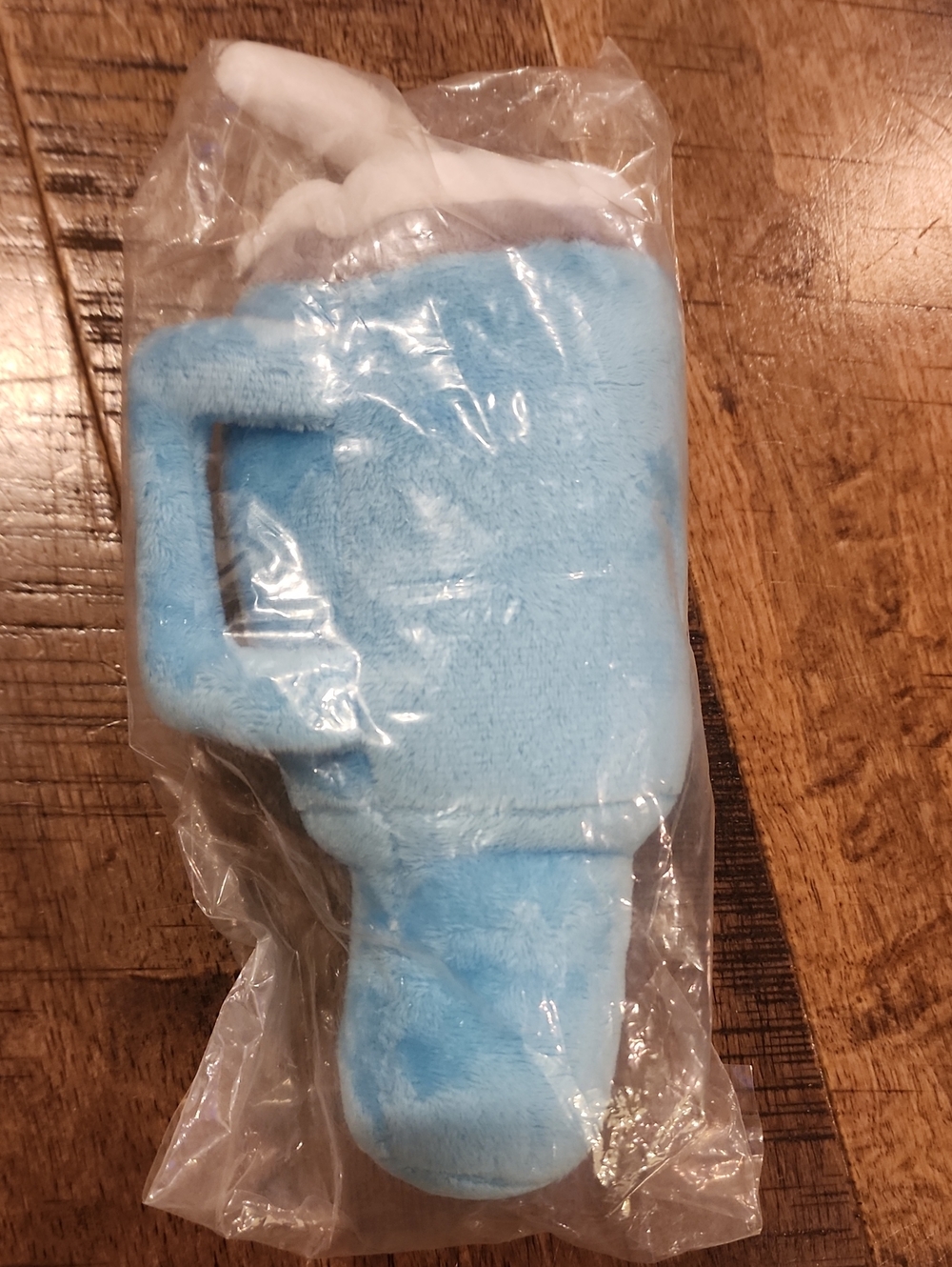 Plush Blue Drink Cup Toy With Squeeker